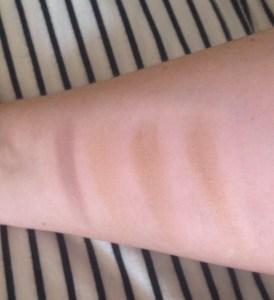 Swatches of bronzers NARS BENEFIT NYX TOO FACED