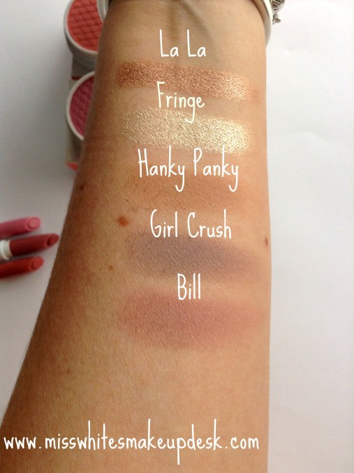 Colourpop shadows bill fringe la la girl crush hanky panky swatches swatch