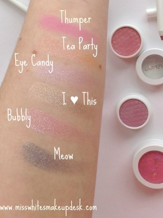 Colourpop eyeshadow swatches super shock cheek